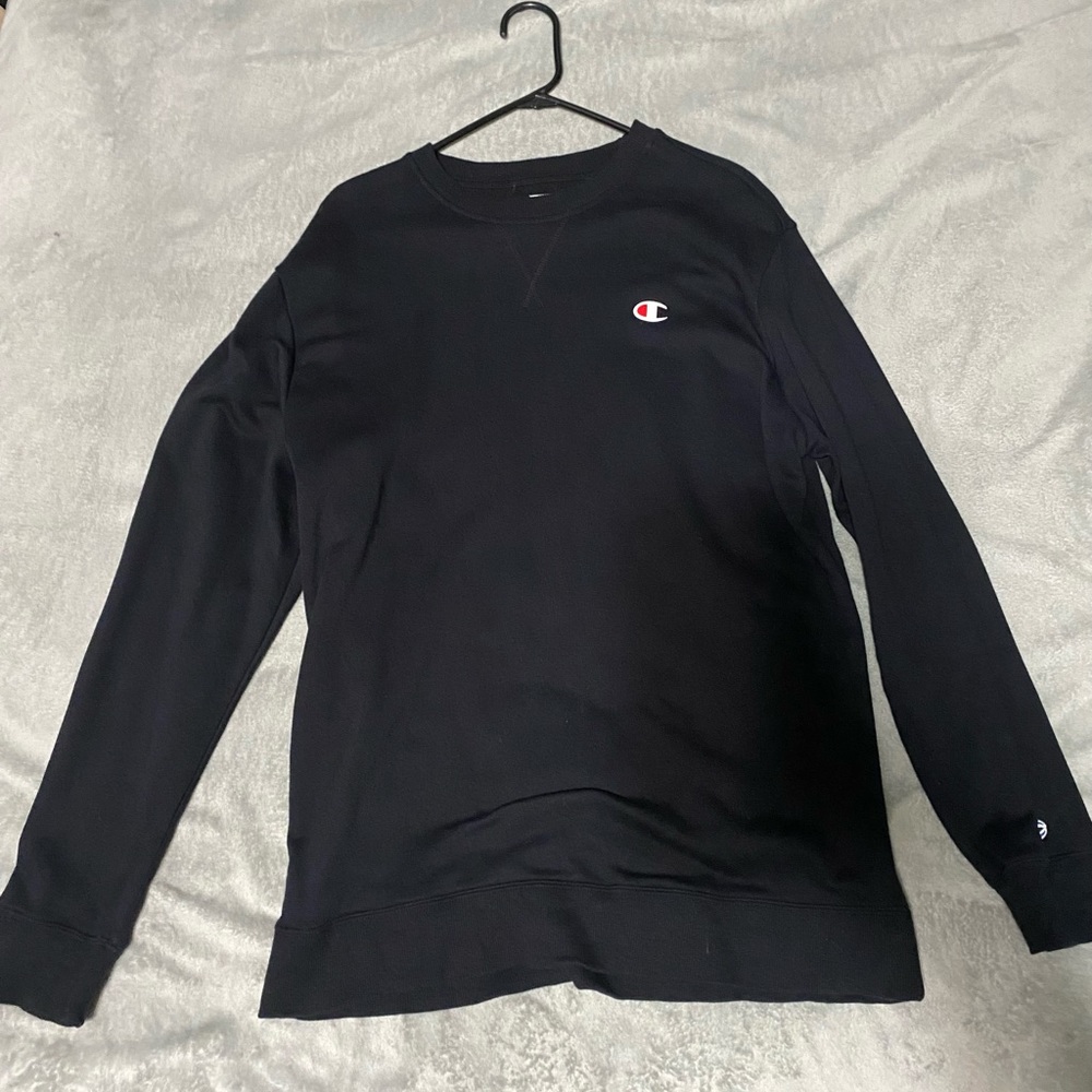 Mens Champion crewneck long sleeve black size large L